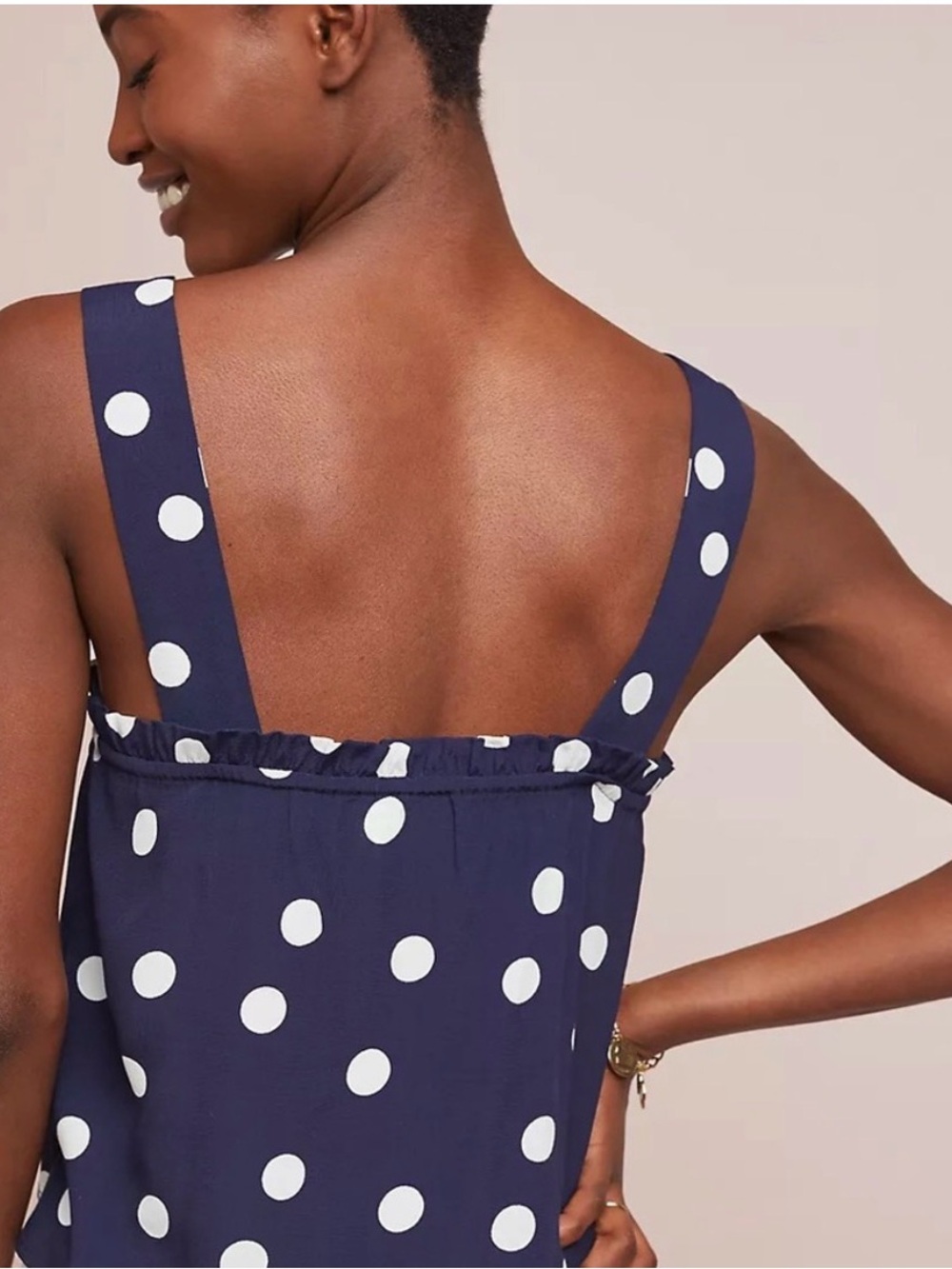 Maeve by Anthropologie Navy Polka Dot Tank Top - Sleeveless - Picture 6 of 6